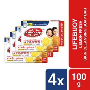 Lifebuoy Skin Cleansing Soap Bar Lemon Fresh 90g (Bundle of 4)